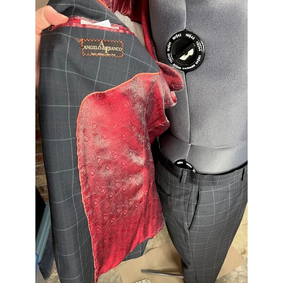Angelo di Franco suit plaid charcoal white - Picture 12 of 16